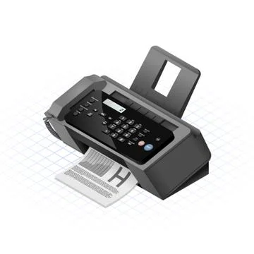 Isometric Fax Machine Stock Illustration