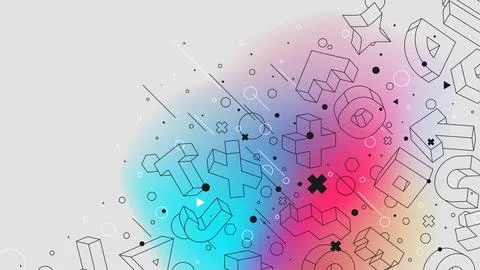 Isometric figures abstract gradient background mathematic 3d structure phys.. Stock Illustration