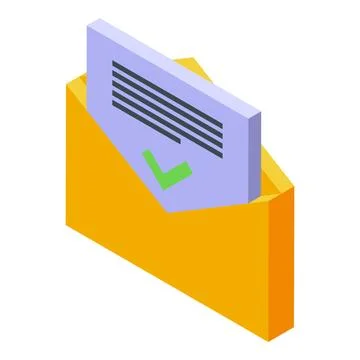 Isometric file folder with checkmark document icon Stock Illustration