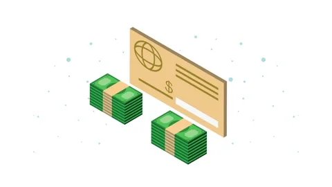 Isometric financial animation featuring golden credit card and stacks of ca.. 動画素材 339335331
