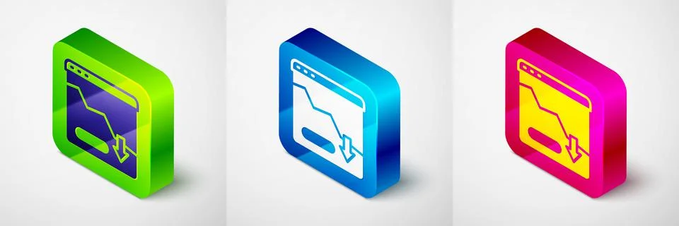 Isometric Financial growth decrease icon isolated on grey background. Increasing Stock Illustration