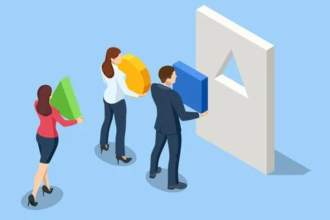 Isometric finding the right business solution concept. Illustrazione stock