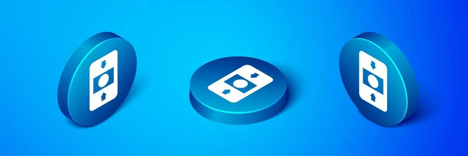 Isometric Fire alarm system icon isolated on blue background. Pull danger f.. Stock Illustration