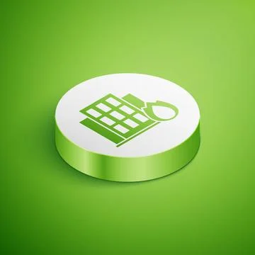 Isometric Fire in burning house icon isolated on green background. Insuranc.. Stock Illustration