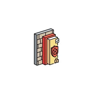 Isometric fire protection wall icon with thermal insulation layers イラスト素材
