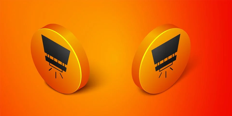 Isometric Fire sprinkler system icon isolated on orange background. Sprinkler Stock Illustration