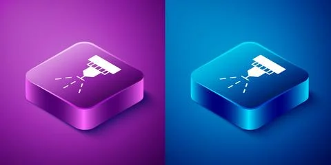 Isometric Fire sprinkler system icon isolated on blue and purple background.. Stock Illustration