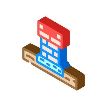 Isometric fireplace creating warmth indoors during winter Ilustración de archivo
