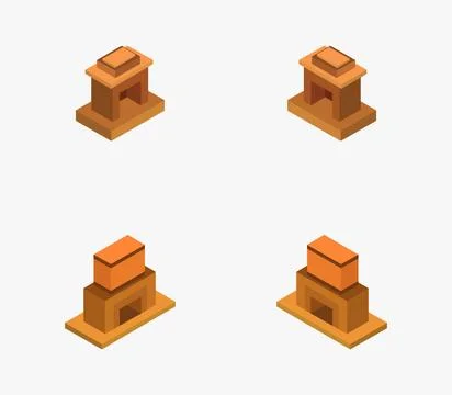 Isometric fireplace icon illustrated in vector on white background isometr... Stock Photos