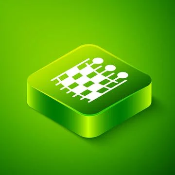Isometric Fishing net pattern icon isolated on green background. Fishing ta.. Stock Illustration