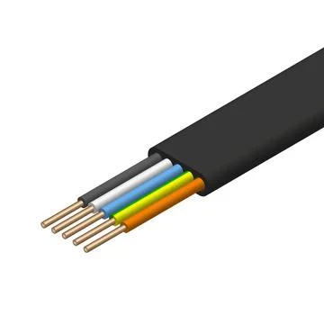Isometric five core electrical cable vector, vector illustration. Stock Illustration