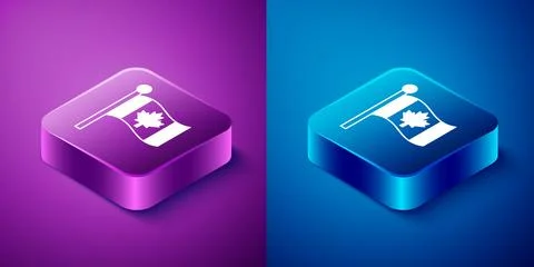 Isometric Flag of Canada icon isolated on blue and purple background. North.. Stock Illustration