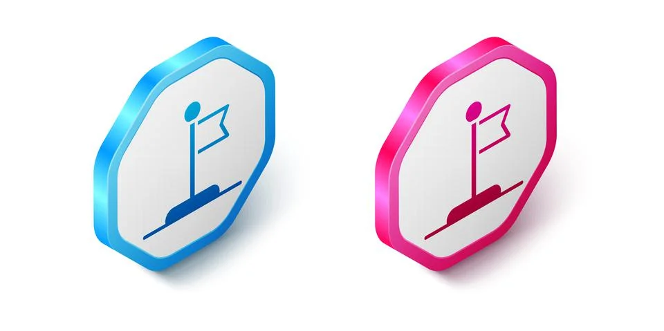 Isometric Flag icon isolated on white background. Victory, winning and conquer Stock Illustration