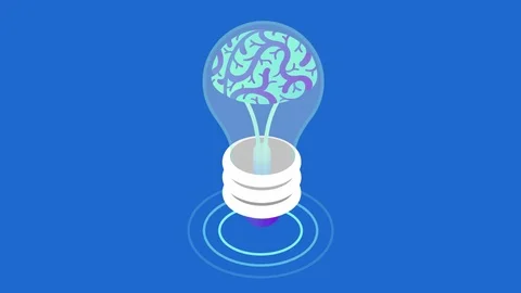 Isometric Flat Brainstorm ideas Business Finance Analytics video. Brain think Stock Footage 96236749