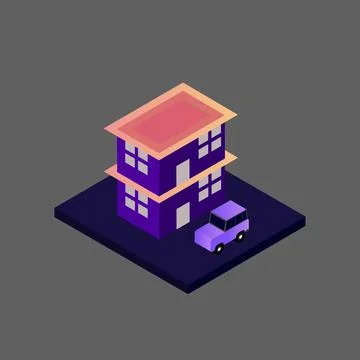 Isometric flat building Stock Illustration
