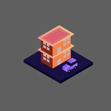 Isometric flat building vector Stock Illustration