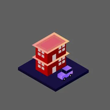 Isometric flat building vector Stock Illustration
