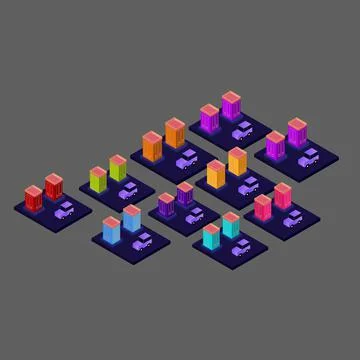 Isometric flat building vector Stock Illustration