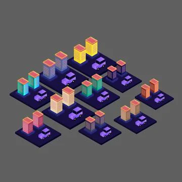 Isometric flat building vector Stock Illustration