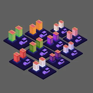 Isometric flat building vector Stock Illustration