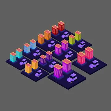 Isometric flat building vector Stock Illustration
