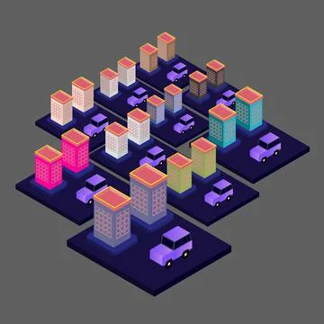 Isometric flat building vector Stock Illustration