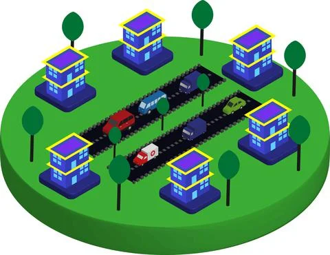 Isometric Flat Buildings Art vector Stock Illustration