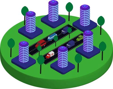 Isometric Flat Buildings Art vector Stock Illustration