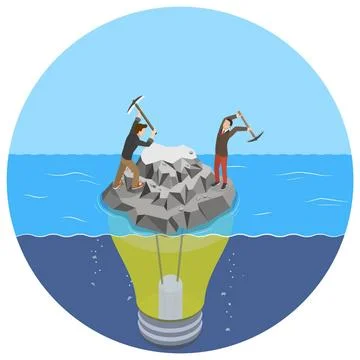 Isometric flat concept of idea search, searching for new ideas solutions, ... Stock Photos