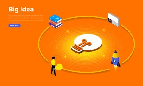 Isometric flat design concept big idea. Vector illustrations. Stock Illustration
