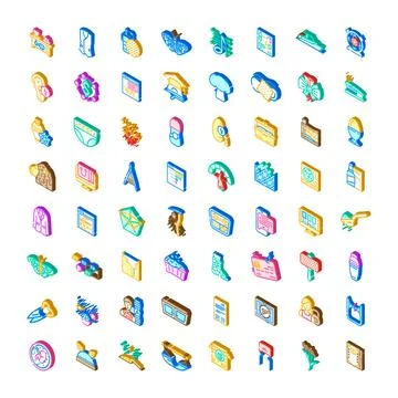 Isometric flat design icons set for web apps 스톡 일러스트