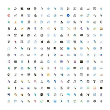 Isometric flat design universal icon set for business Stock Illustration