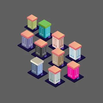 Isometric flat house vector Stock Illustration