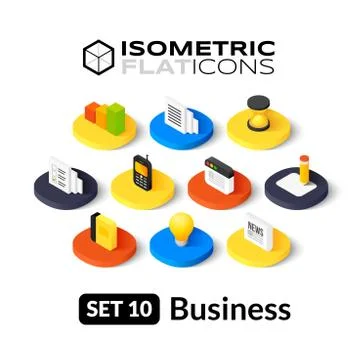 Isometric flat icons set Illustrazione stock
