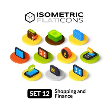Isometric flat icons set Stock Illustration