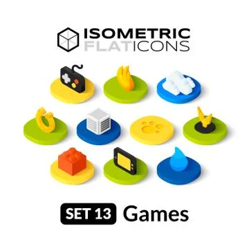 Isometric flat icons set Illustrazione stock