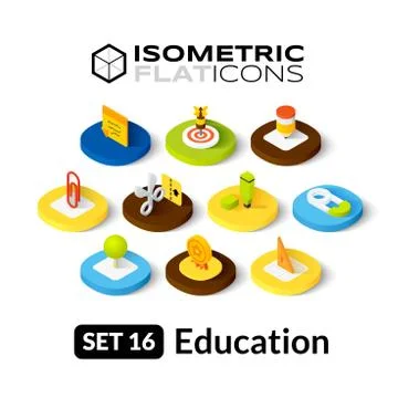 Isometric flat icons set Stock Illustration