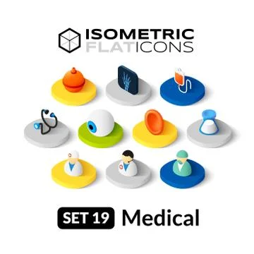 Isometric flat icons set Stock Illustration