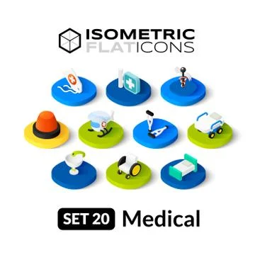Isometric flat icons set Stock Illustration