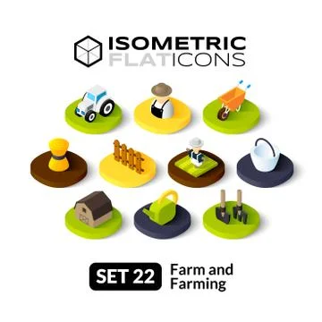 Isometric flat icons set Stockillustratie