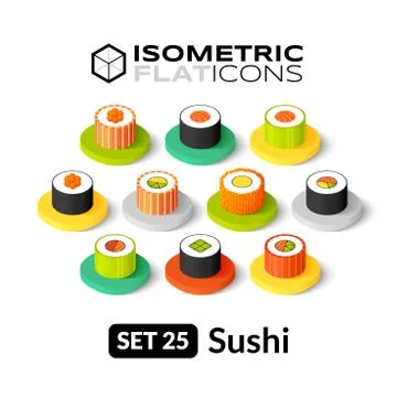 Isometric flat icons set Stock Illustration