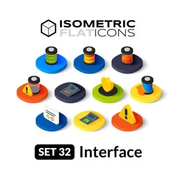 Isometric flat icons set Stock Illustration