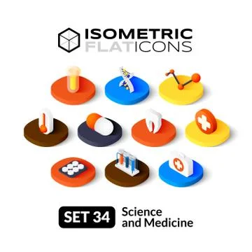 Isometric flat icons set Stock Illustration