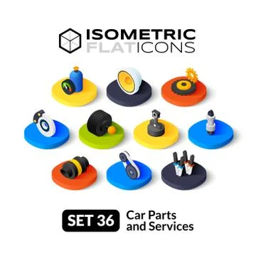 Isometric flat icons set Stock Illustration