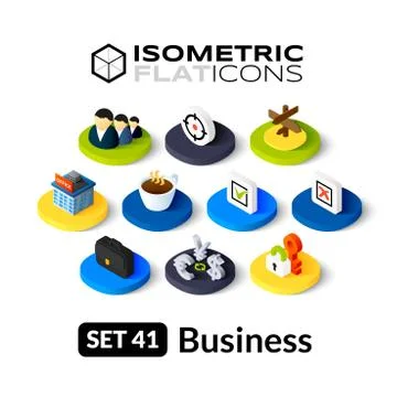 Isometric flat icons set Stock Illustration