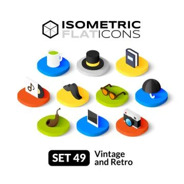 Isometric flat icons set Illustrazione stock