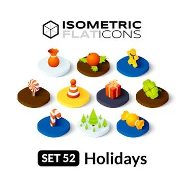 Isometric flat icons set Stock Illustration