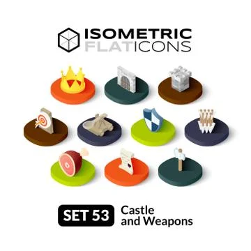 Isometric flat icons set Stock Illustration