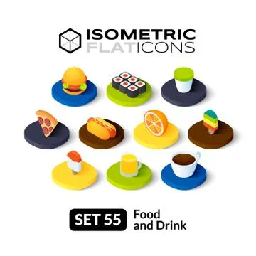 Isometric flat icons set Stock Illustration