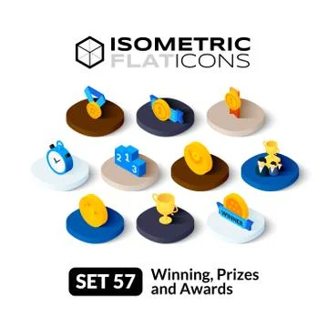 Isometric flat icons set Illustrazione stock